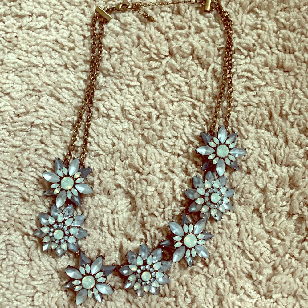 Pretty powder-blue flower statement necklace